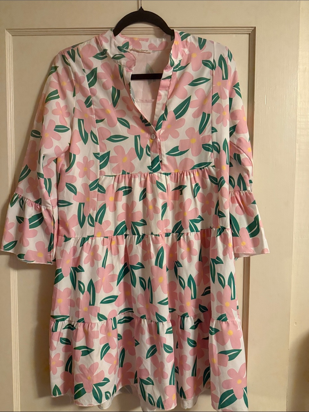 Pink Floral Tiered Womens Dress